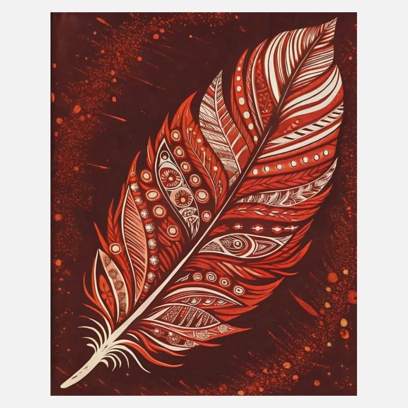 Plume rouge-blanc - Élégance sur rouge