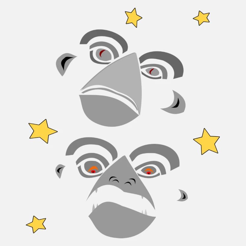 Two monkey faces screaming