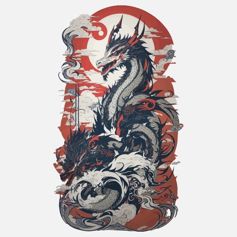 Dragon de style ukiyo-e dans l’art du design rétro