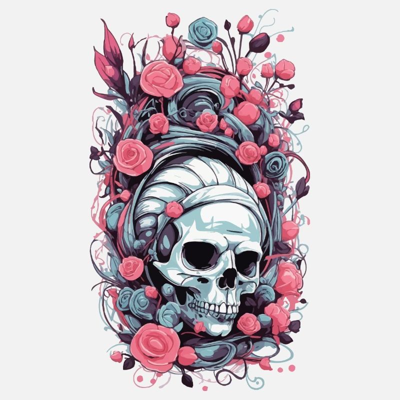 Pastel Goth Weirdcore Roses Skull Occult Design