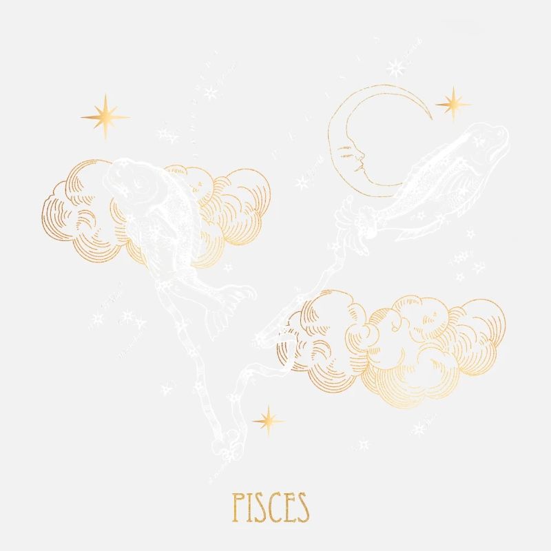 Pisces Vintage Celestial Map Black & Gold