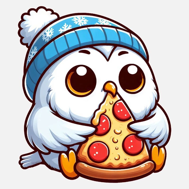 Eule Schneeeule Pizza Pizzaliebhaber Winter