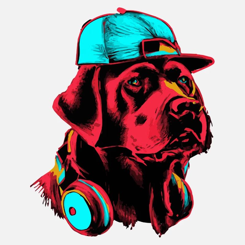 Synthwave Labrador 80er 90er Hip Hop Hund Retrieve