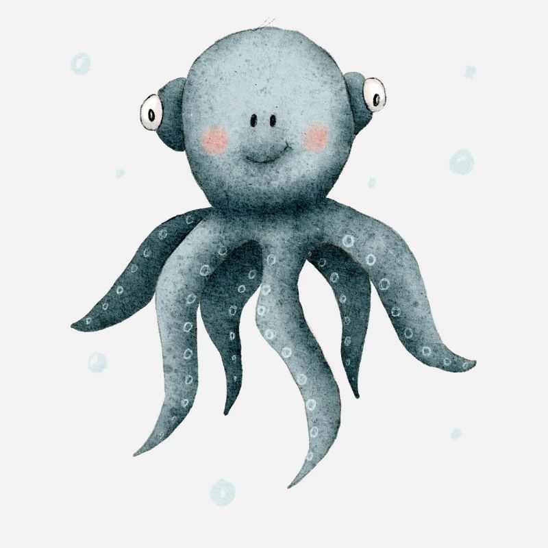 Calmar pieuvre, créatures marines mignonnes