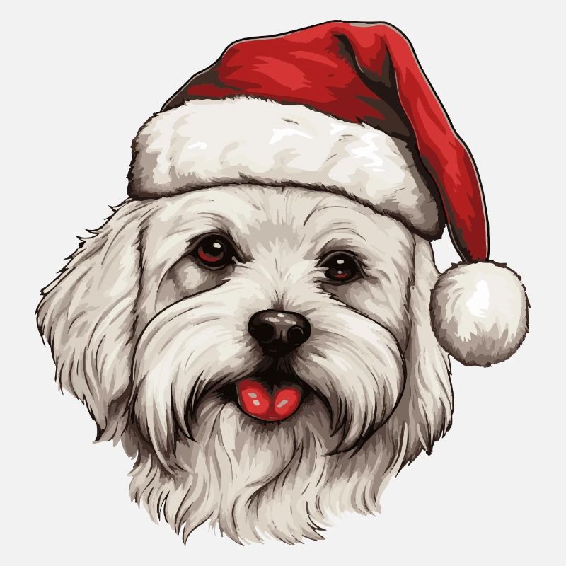 Tête de Noël de chien maltais