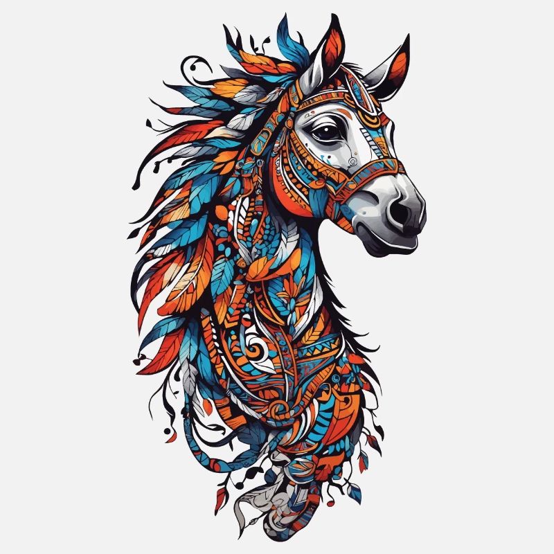 Cheval spirituel plume coiffe cheval Design
