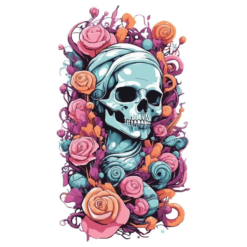 Pastel Goth Roses Skull Occult Weirdcore Design