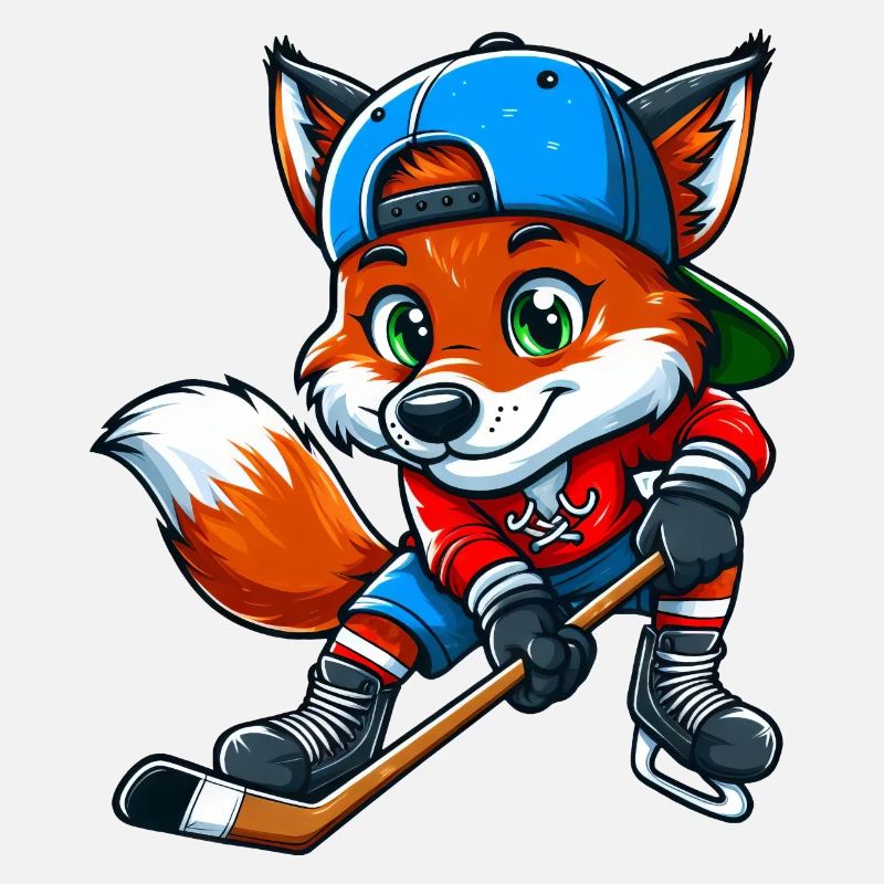 Cooler Fuchs Eishockey Cartoon Comic Design