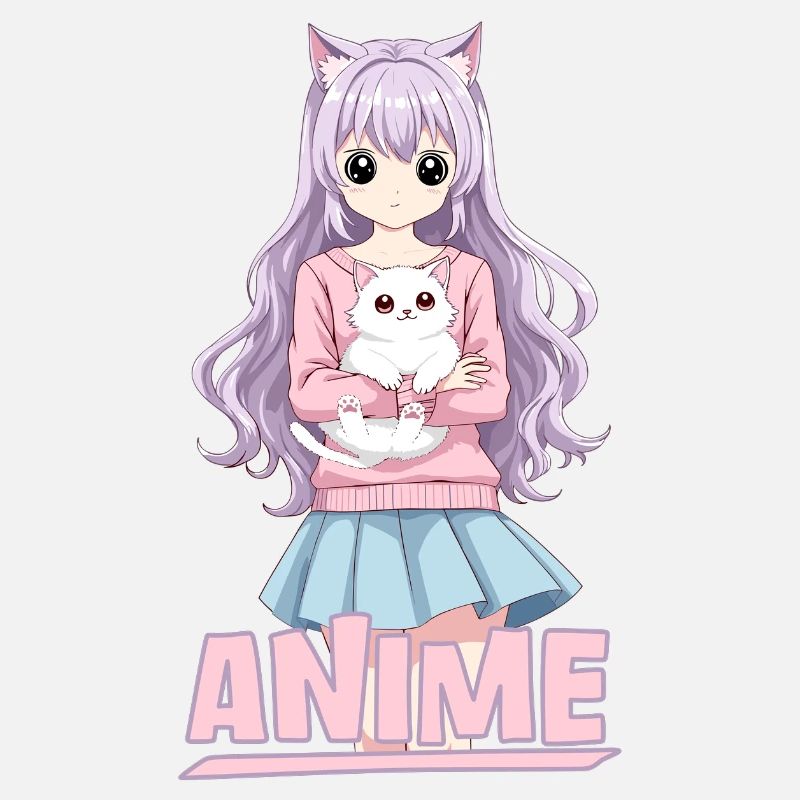 Anime adolescent avec chat manga mignon japanimation