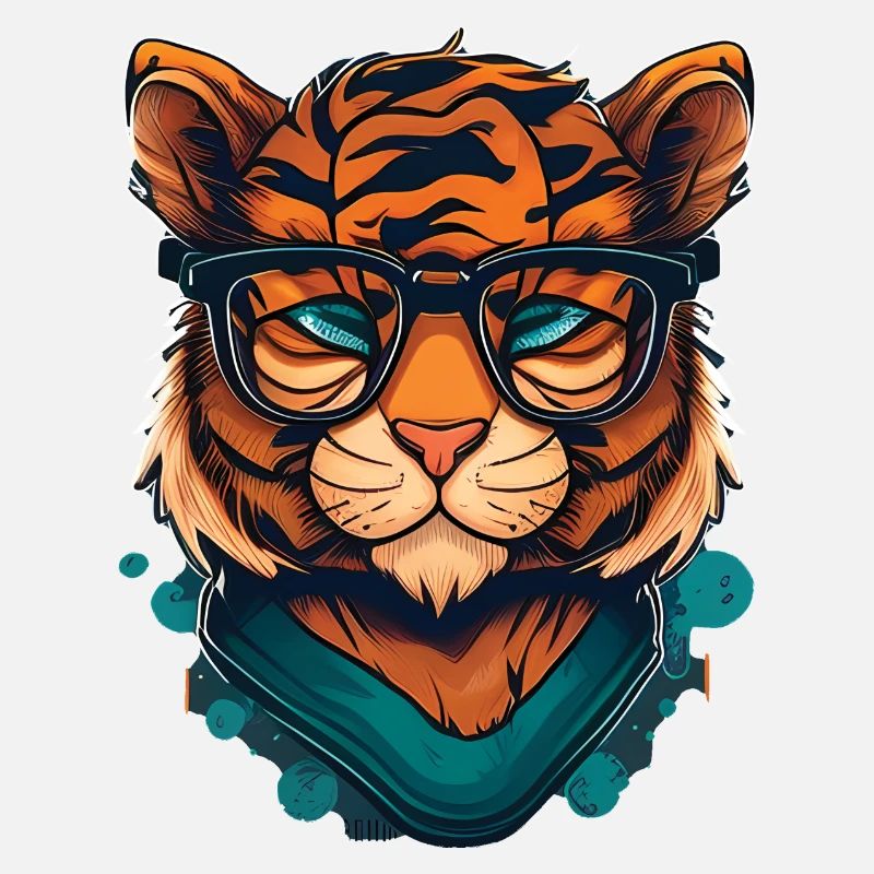 Tiger als Nerd mit Buch