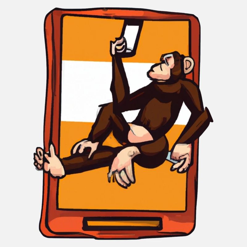 Affe benutzt ein Smartphone