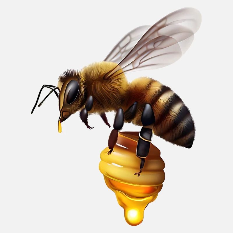 Bee with honeycomb