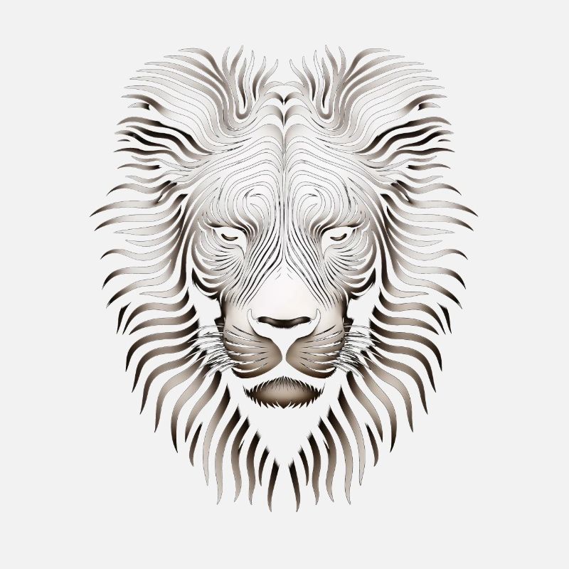 Imposing Op Art Lion Canvas Artwork