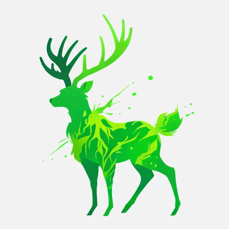 Green Deer Silhouette