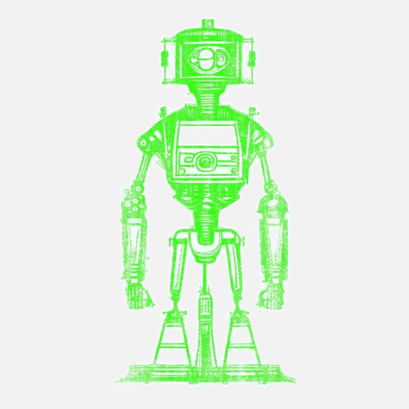 Dessin de robot vert néon