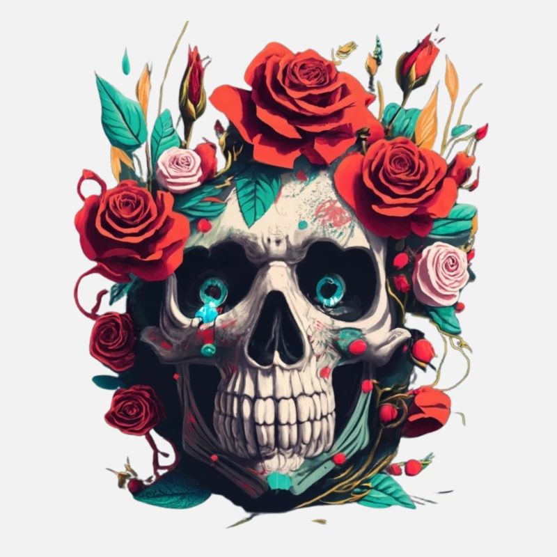Crâne avec des roses au design gothique