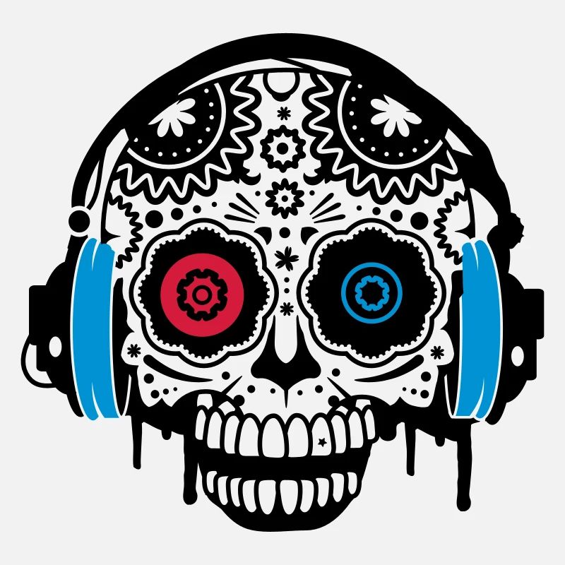 Sugar Skull mit Kopfhörer