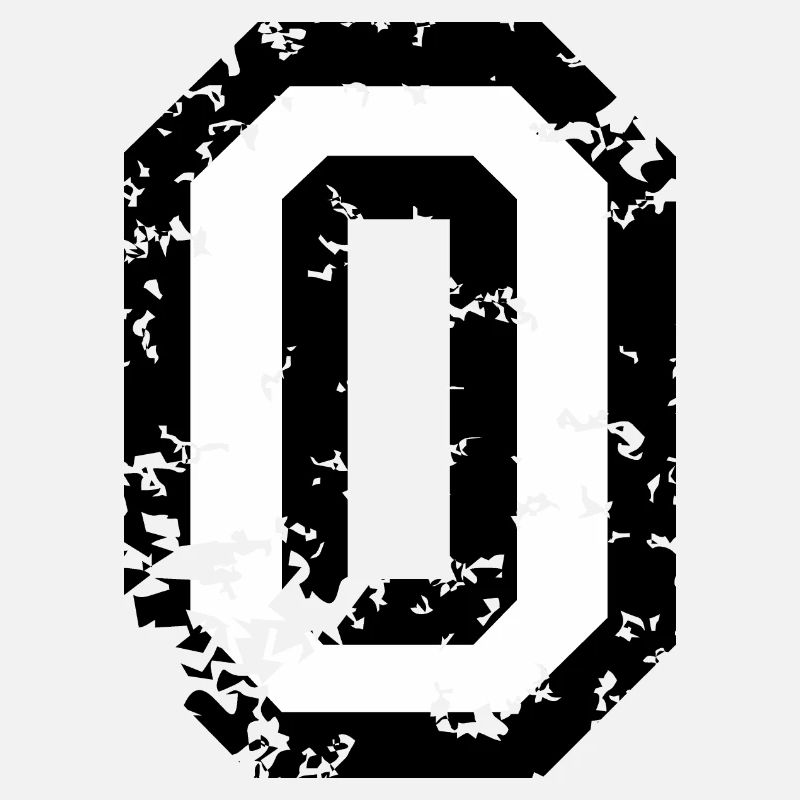 Letter O (Distressed) two-color Black/White