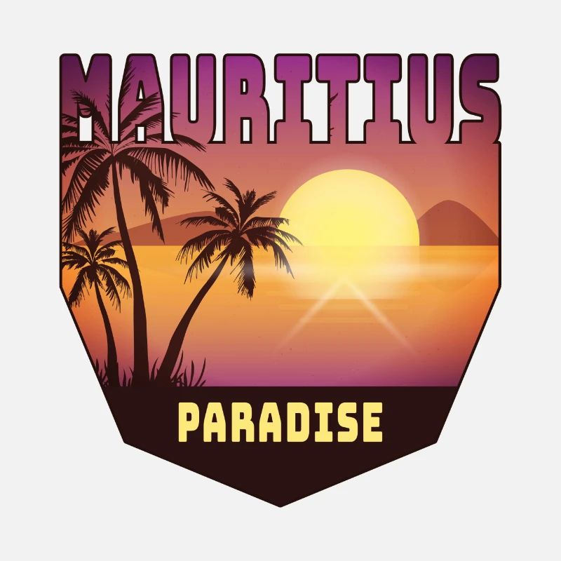 Mauritius Design mit Palmen und Sonne / Geschenk