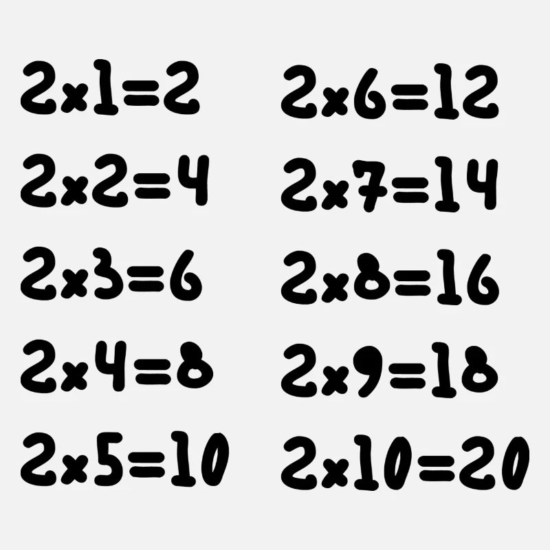 Table de multiplication deux
