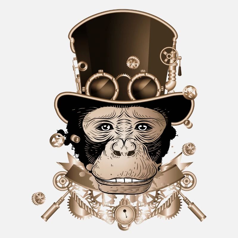 Steampunk monkey with antique cylinder hat look