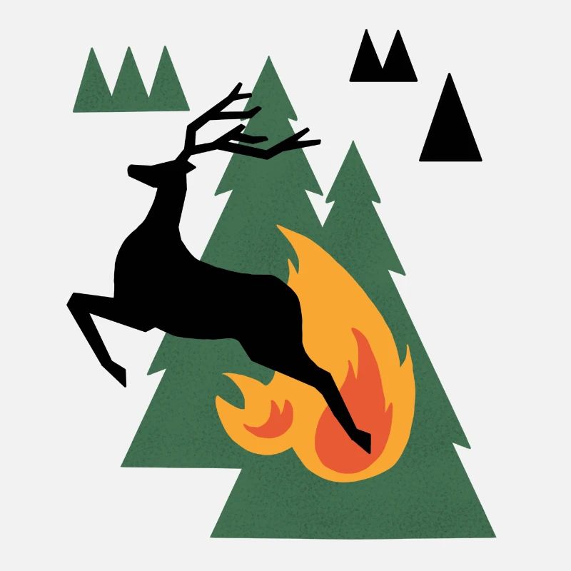 Bear by Campfire in Pines