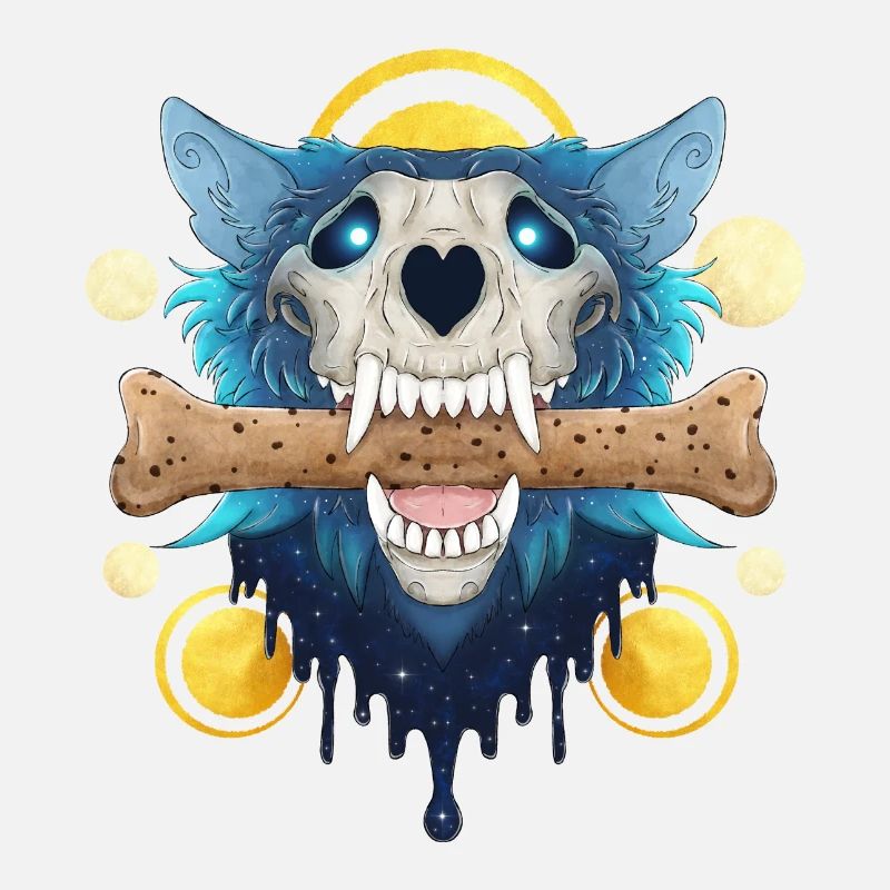 Hellhound Skull Gold - Demonic Wolf & Cookie Bone