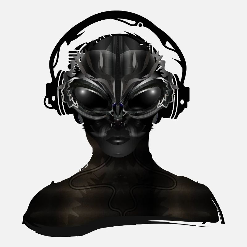 futuristisches Cyborg Wesen mit Kopfhörer