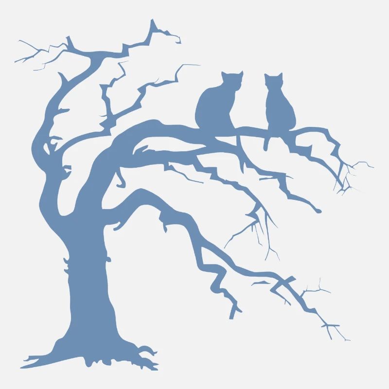 Toter baum mit 2 Katzen Silhouette