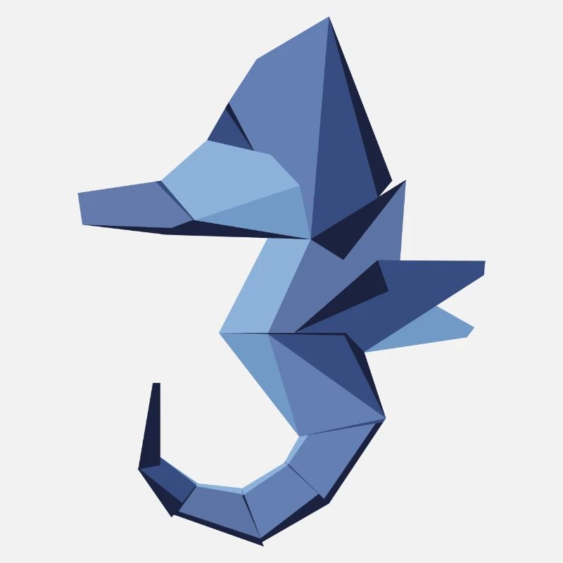 abstrakte Seepferdchen Origami blau