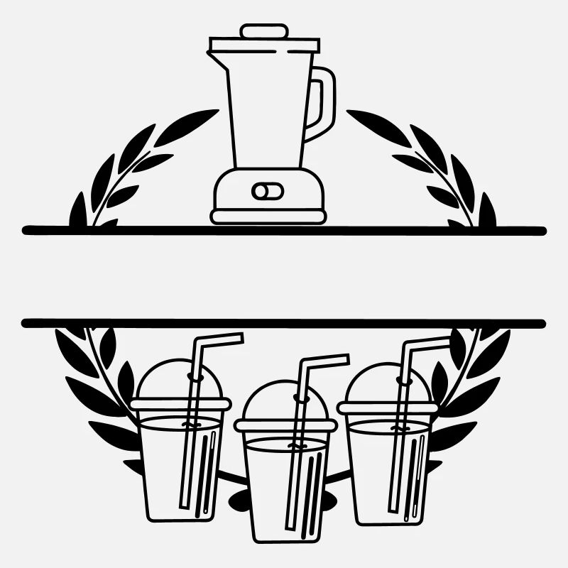 Blender smoothie in laurel wreath transparent