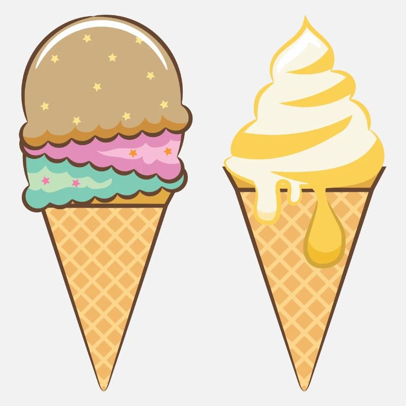 Rainbow Scoops & Gold Drizzle Cone Duo