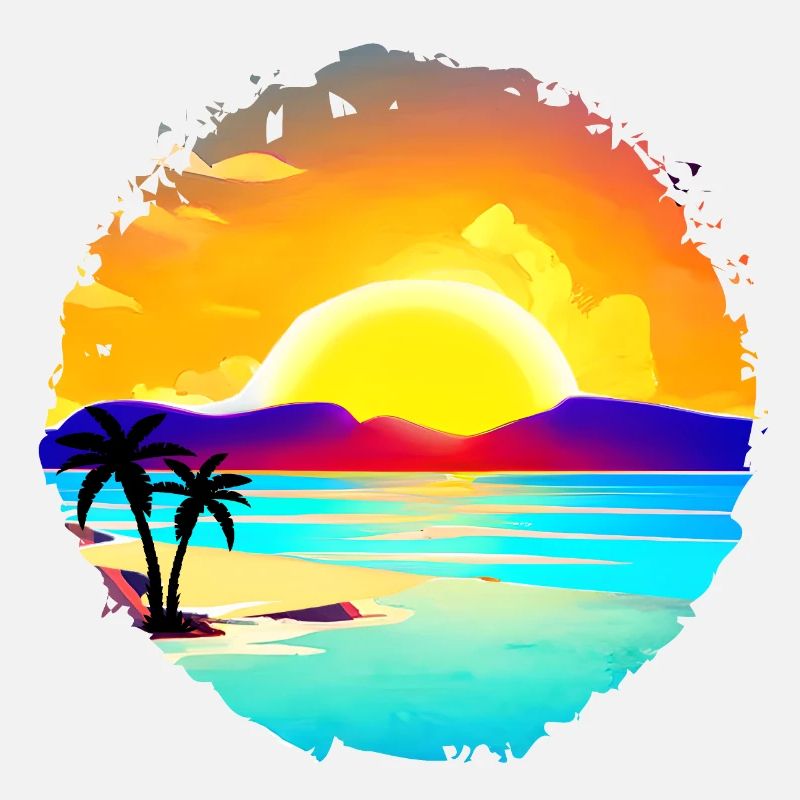 Aquarelle de plage de coucher de soleil d’été