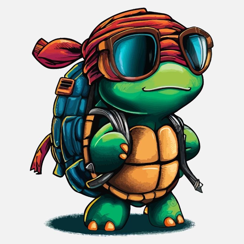 Adventure Turtle with Sunglasses and Backpack