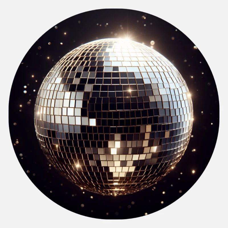 Runde Discokugel auf schwarzem Hintergrund