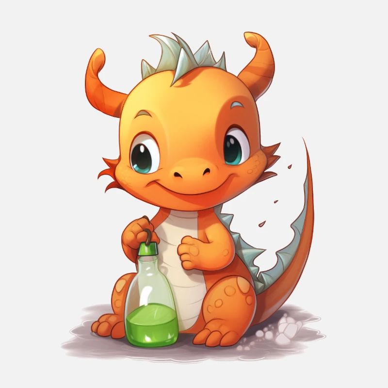 Oranger Babydrache Nuckelflasche Süß Shirt