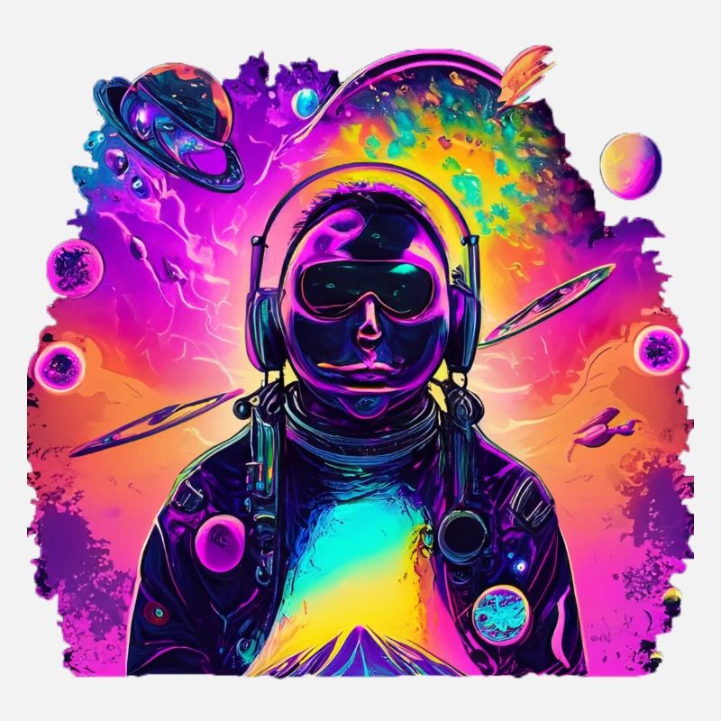 Neon-Astronaut im Regenbogenkosmos