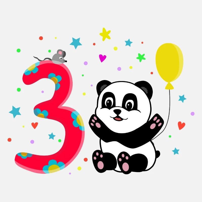 Dritter Geburtstag 3. Jahre Panda süßes Geschenk