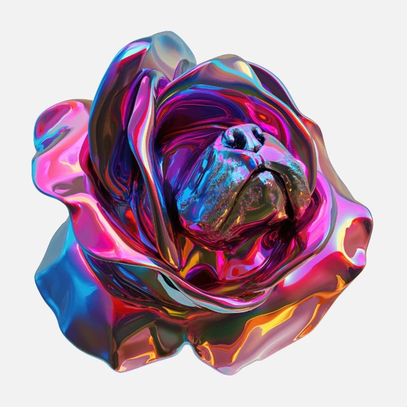 museau de chien dans une rose