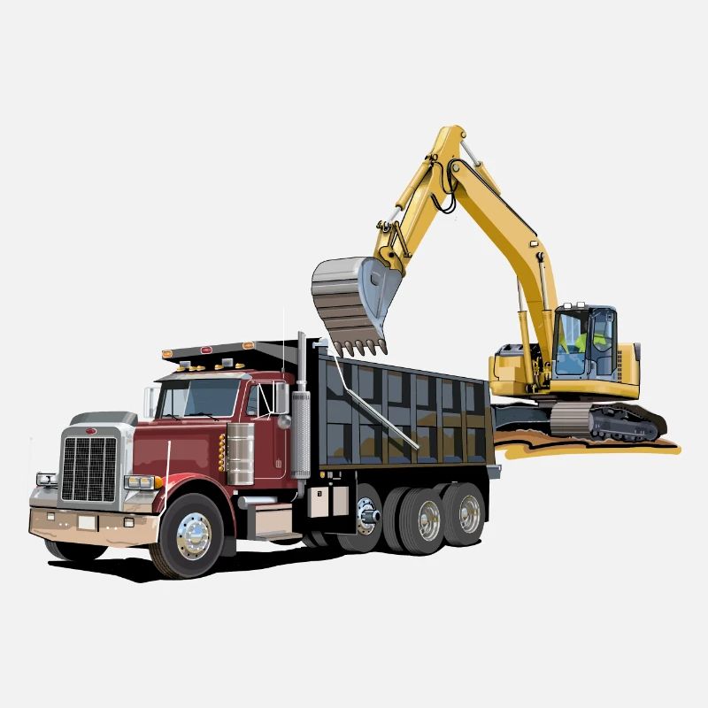 Lastwagen mit Bagger