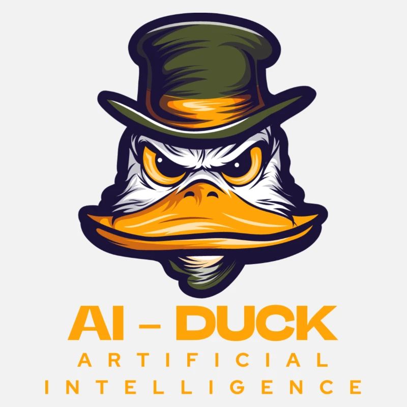 Futuristic robot print with AI duck motif