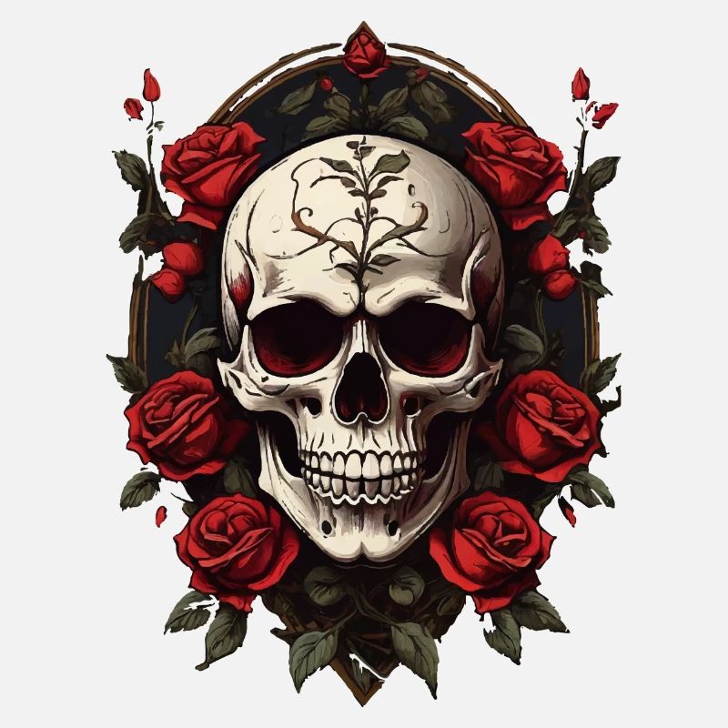 Gothic Skull with Rosary
