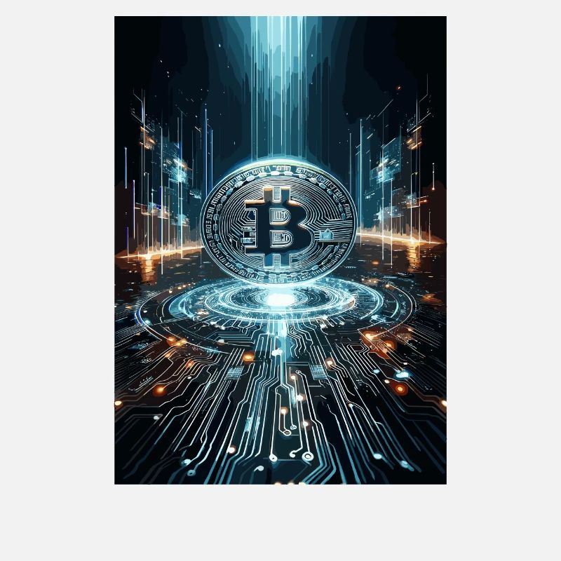 Futuristisches Bitcoin Digital Artwork