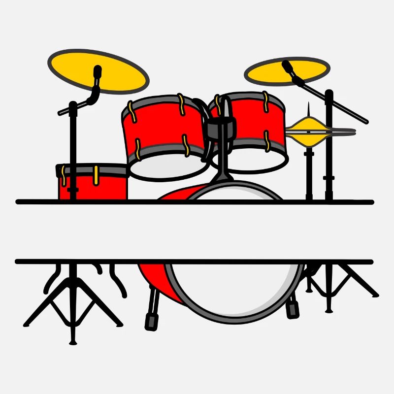 Drum Kit Name Banner Red Logo