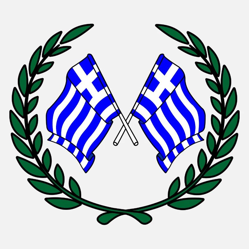 Drapeaux de la Grèce en couronne de laurier