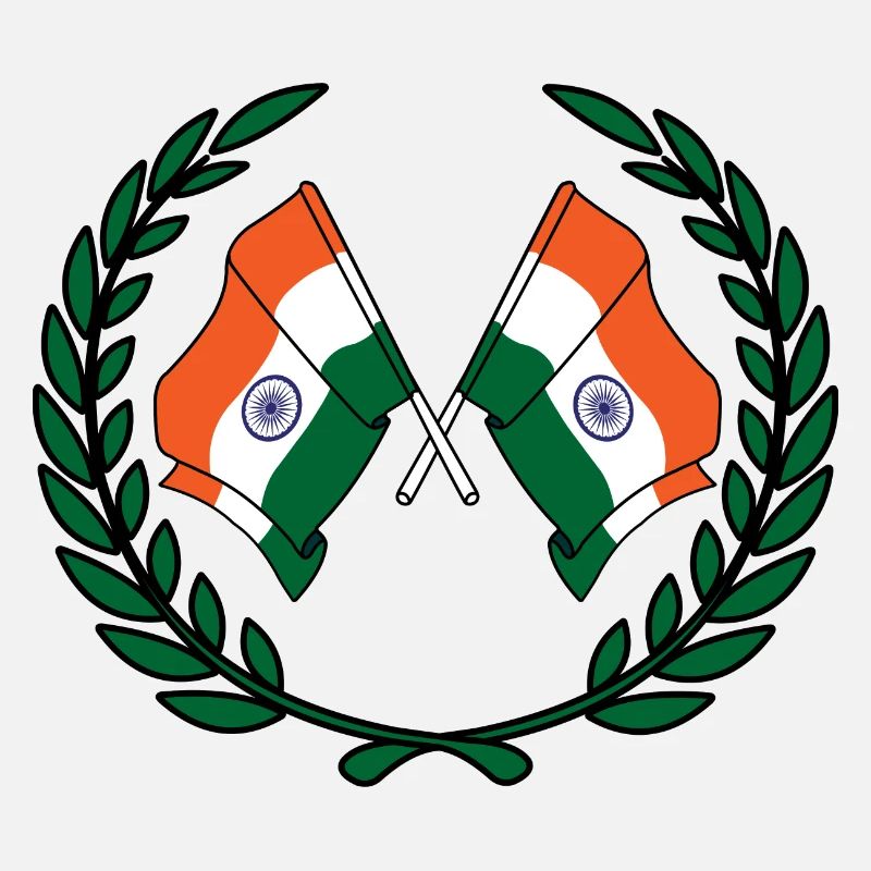 Drapeaux Inde en couronne de laurier