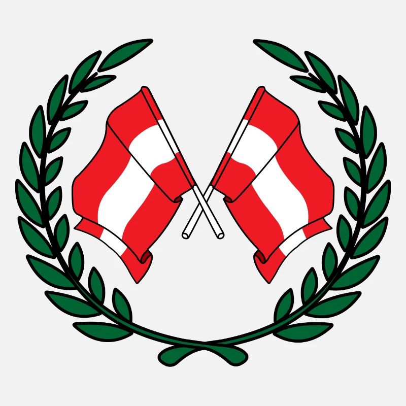 Flags austria in laurel wreath