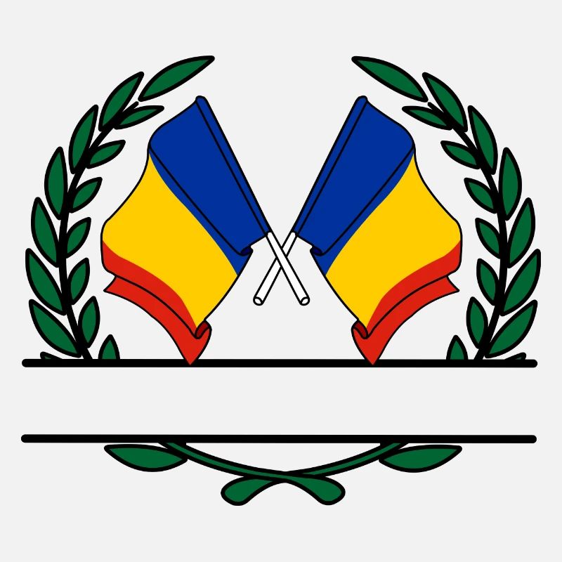 Flags Romania laurel wreath banner