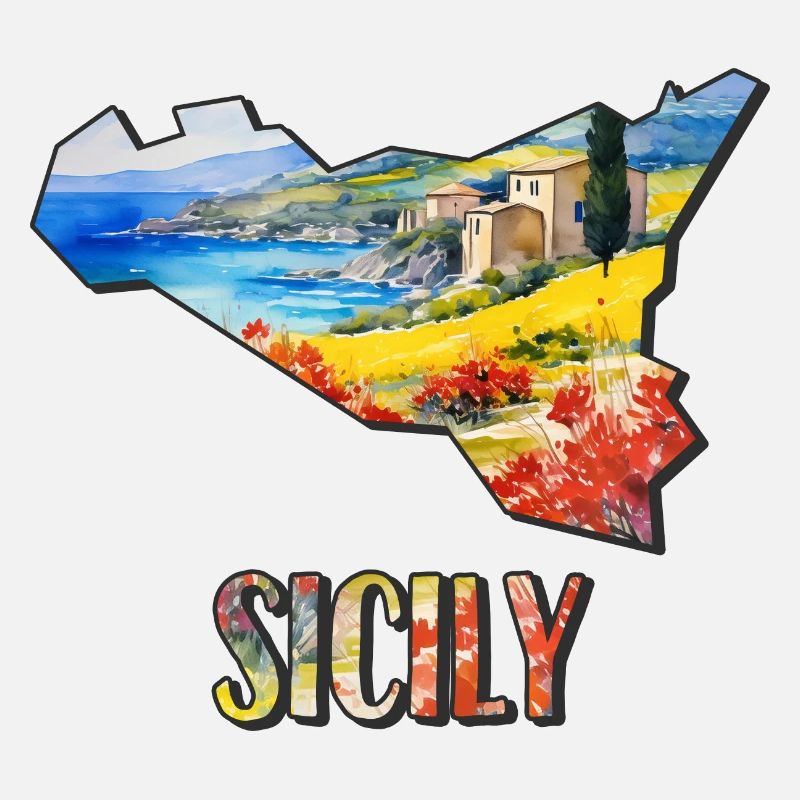 Carte à l’aquarelle de la Sicile