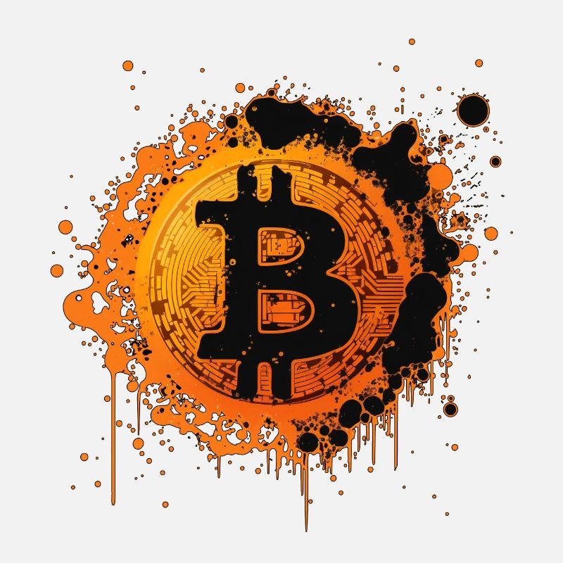 Bitcoin Splatter Graffiti Orange